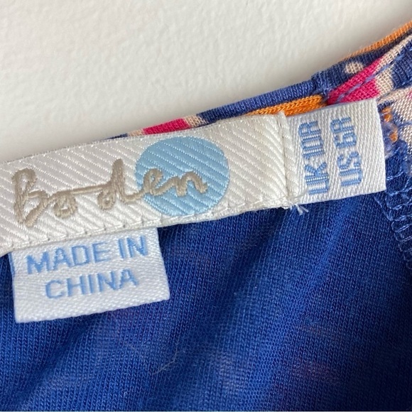 Boden Harper Stretch Knit Faux Wrap Day Dress blue cream pattern size 6 - Picture 11 of 12